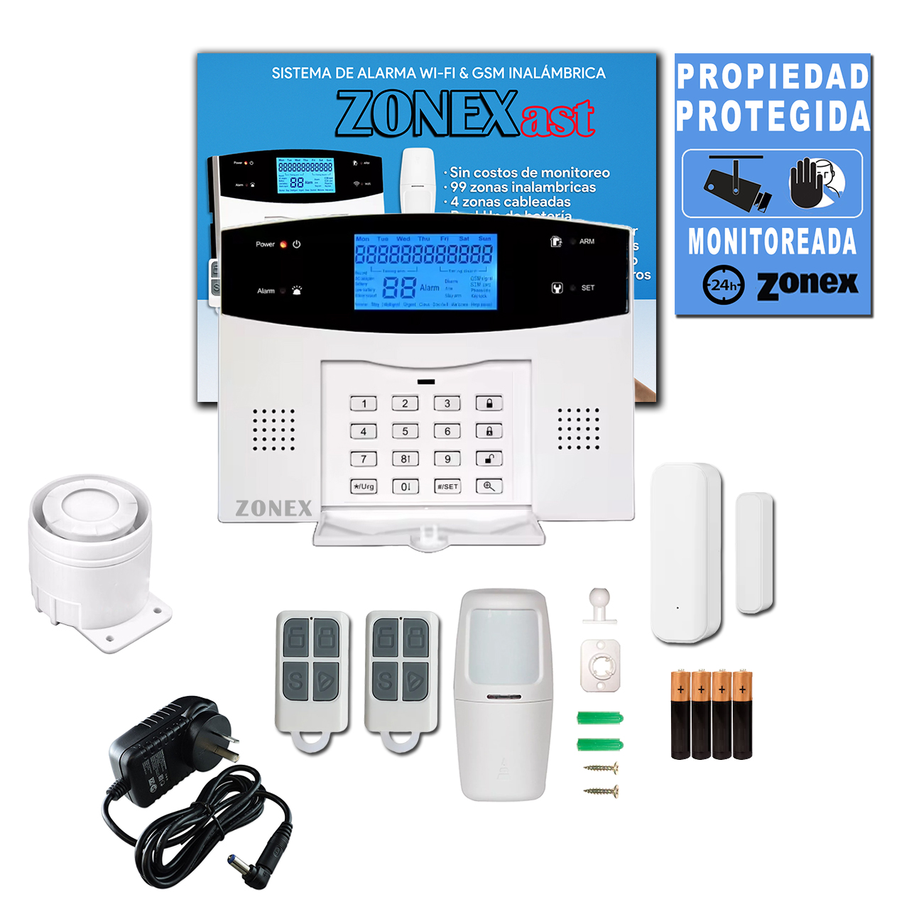 Zonex Alarma Inalámbrica Wifi Gsm 2 sensores Smartlife Tuya